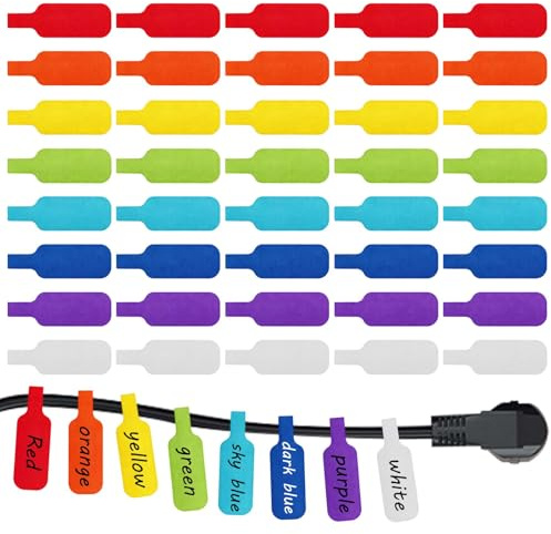 40 Etiqueta Cable Eléctrico, Organizador Cable Reutilizable 8 Colores, 4.5x2cm, con Cierre