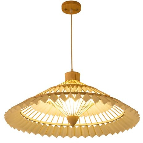 Japanese Bamboo Umbrella Pendant Light Handwoven Chandelier Natural Wood Hanging Lamp for Dining Room Living Room Bedroom Tea Room Decor Lighting 40cm 50cm 60cm(50cm)