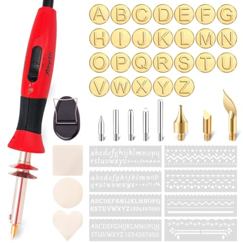 Afantti Wood Burning Pen Leather Pyrography Tool Wood Burner Kit | 15W 30W Adjustable Temperature | 26 Letters | for Woodburning Crafts