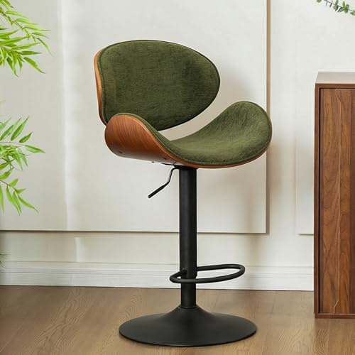 YOUTASTE Barhocker aus Gebogenem Holz 1er Set, Moderner, Chenille Grün