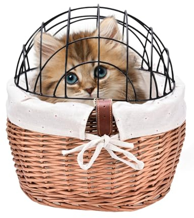 Panier de vélo pour chiens - Cage métallique supérieure en osier pour vélo | Sac de transport amovible pour chien, panier pour animal de compagnie, chien pour l'équitation