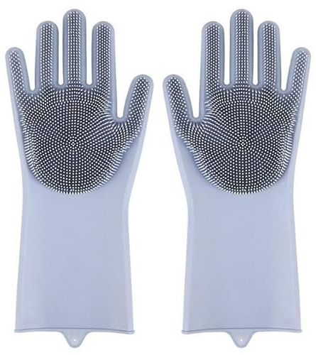 diskhandskar, Skönhetsskrubb for husdjur Diskmaskinsrengöringssvamp Silikonhårborttagningshandskar Diskhandskar(Dark Grey)