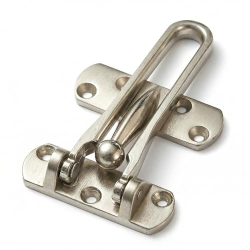 KAFENDA Heavy Duty Zinc Alloy Door Security Lock, Limited Opening Safety Latch for Home Apartment Hotel, Anti-Pry Door Reinforcement Lock (Satin Silver)