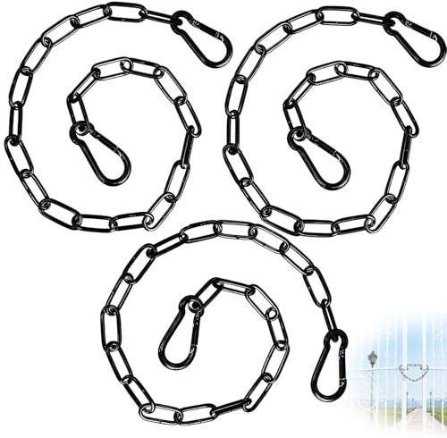 3 Pack 20 Heavy Duty Black Metal Chain with Connectors | for Fence & Gate