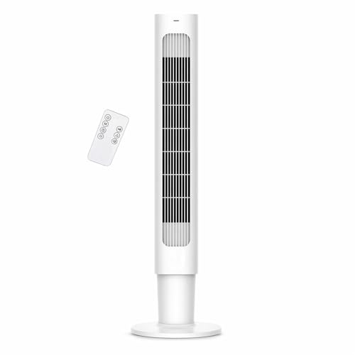 MYLEK 34.4” Cooling Tower Fan with Remote Control, Oscillating Fan, 4 Speeds, Digital Display, 7H Timer, Quiet Sleep Mode, Portable Slim Fan for Bedroom Home Office, 50W Air Cooler Fan