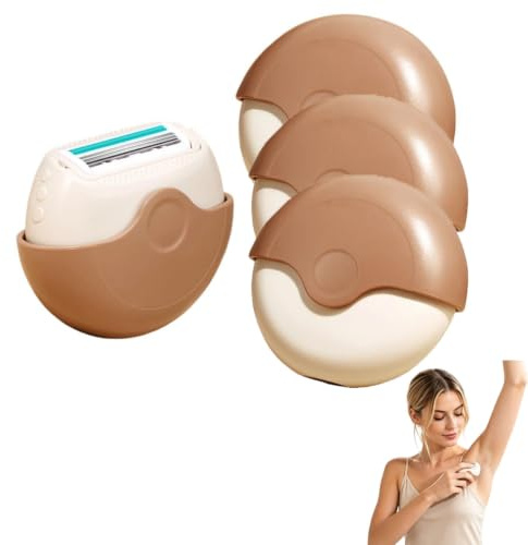 Rasoir à cheveux portable à 3 couches avec couvercle rotatif, rasoir pour femme, rasoir de voyage à triple lame avec bande d'humidité, mini rasoirs humides et secs pour les jambes (3pc)