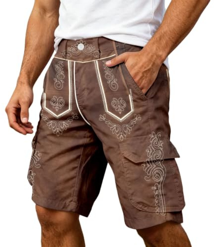 Pantalon court pour homme pour la fête de la bière - Pantalon cargo stretch - Tenue de la bière - Avec motif - Pantalon en cuir - Longueur genou - Tenue décontractée pour homme