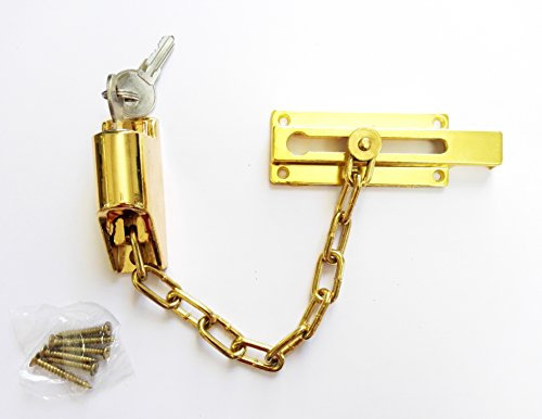 CADENA SEGURIDAD CON LLAVE PARA PUERTAS ORO