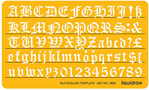 Liquidraw 3093 Schablonen, Motiv Old English Letter, 20 mm, Orange/Transparent