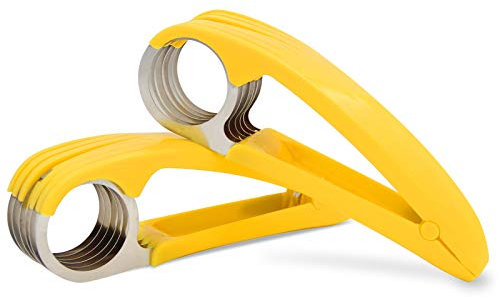 FireKylin Banana Slicer,ABS + Stainless Steel Fruit and Vegetable Salad Peeler Cutter Kitchen Tools For Banana, Strawberry,Grape（2 pcs）