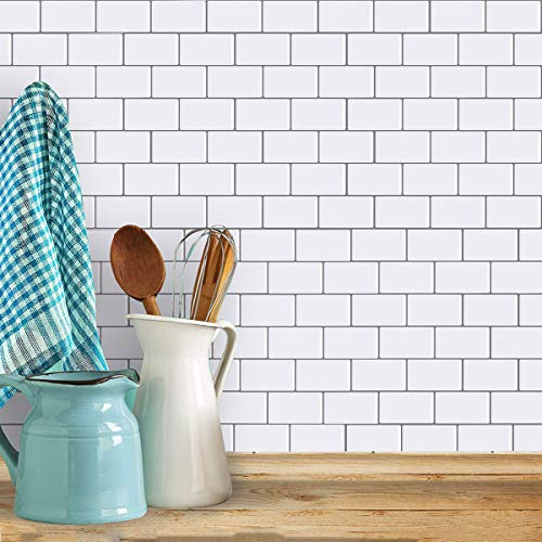 HyFanStr Stickers Carrelage Mural 3D Auto-AdhéSif Cuisine, Mural Autocollant ImperméAble Salle de Bain, Carreaux de Ciment Autocollant Mural DéCoratif