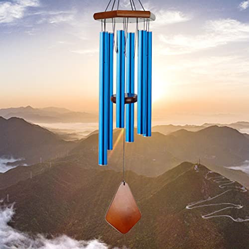 Gedenk-Windspiel für den Außenbereich, tiefer Ton, Windspiel für draußen, Trauer-Windspiel, personalisiert mit 6 abgestimmten Röhren, Elegantes Klangspiel für Garten, Terrasse, Balkon und Zuhause