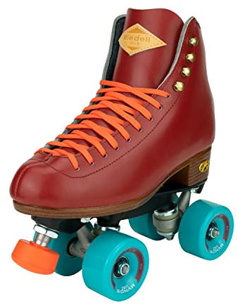 Riedell Crew Roller Skates for Women and Men - Colorful Outdoor Roller Skates with Moisture-Wicking Lining, Padding, and a High-Top Precision Fit - Crimson - 8