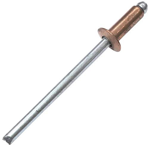 AERZETIX - C48061 - Satz von 50 Blindnieten standard blindniet Ø3x9mm kupfer stahl - DIN 7337 - popnieten - nieten mit bruchfest stange - mit flachkopf