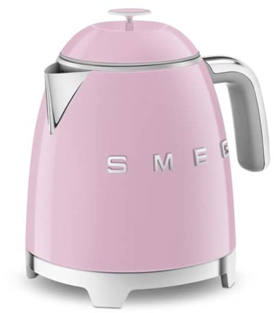 Smeg KLF05PKUK 0.8L Mini Kettle, Retro 50's Style, Anti-Slip Base, Auto Shut Off, 1400W, Pink