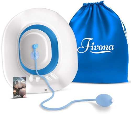 Fivona Sitz Bath for Toilet Seat with Massage Hand Flusher and Storage Bag; Postpartum Care and Hemorrhoid Treatment; BPA Free V Steam Kit; Perfect for Perineal Soak and Portable Bidet