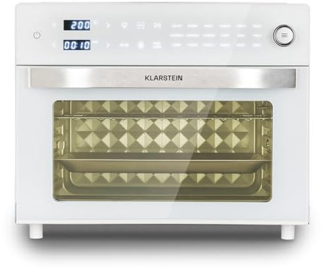 Klarstein Vigor Air - Friggitrice ad aria XXL con 1800 W, friggitrice ad aria calda da 30 litri, air fryer, 18 programmi, calore dall'alto e dal basso, bianco