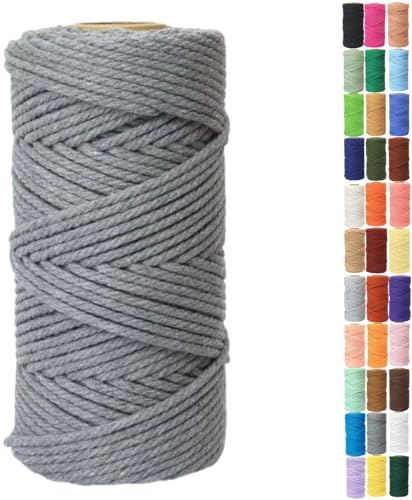 Binwat Spago in cotone naturale spesso, per lavori fai da te, bobine intrecciate, corda di cotone per appendere alla parete, ganci per piante, lavori a maglia, progetti decorativi, 4 mm x 100 m