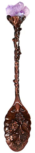 Soulnioi Retro Amethyst Crystal Alloy Metal Coffee Tea Spoon Dessert Spoon Vintage Ice Cream Spoons