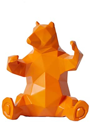 NENBOLEC Bär Skulptur Tier Figur Statue Moderne Deko Tischdeko 23cm | Gelb Resin Ornament Handgefertigte Kunst Arts Geburtstag Einweihung Geschenk für Schlafzimmer Regal Esszimmer