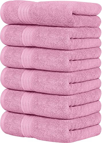 Utopia Towels - Set di 6 Asciugamani di Lusso, (41 x 71 CM) 100% Cotone Filato Ad Anello, Leggeri e Altamente Assorbenti per Il Bagno, i Viaggi, Il Campeggio, l'hotel e La Spa(Rosa)