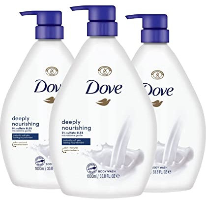 Dove Bagnodoccia | Bagnoschiuma Idratante 1000 ml | Deeply Nourishing Body Wash | CON POMPETTA INTEGRATA | PACCO DA 3