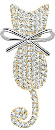 KristLand Katze Broschen für Frauen Mode Tier Brosche Pin mit funkelnden Kristall Korsage Art Deco Cute Cat Brosche Pin Geburtstag Party Hochzeit Geschenk
