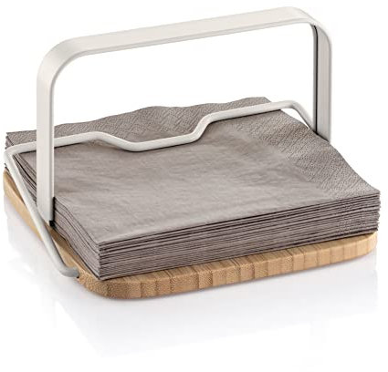 Tescoma 900823 Online, Portatovaglioli da Tavola, Legno e Metallo, con Ferma Tovaglioli, 19.5X19Cm