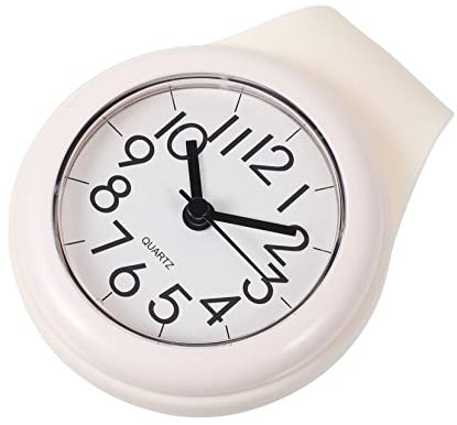Garneck Wanduhr Mit Saugnapf Für Das Badezimmer Duschwanduhr wasserdichte Badezimmeruhr Kleine Badezimmeruhr Eingangswandhaken Wandmantel Kleiderhaken Duschuhr Radio Weiß Plastik Einfach