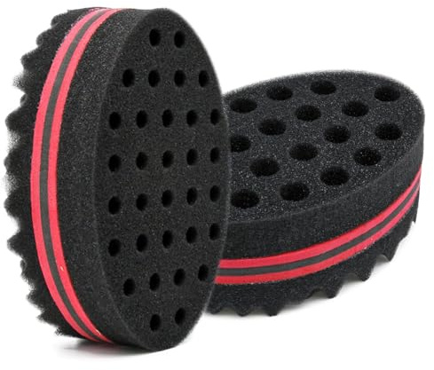 Hair Sponge Brush, Afro Curl Sponge Brush for Curls Dread Coils Hair Twist Wave Sponges Curling Brushes Small & Big Holes 2 Pcs