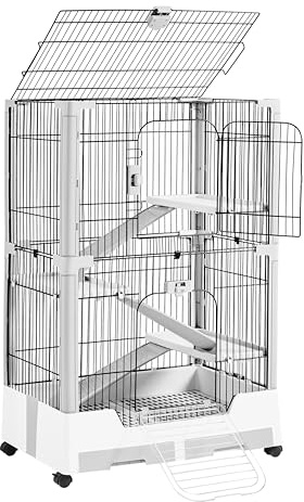 Yaheetech Gabbia per Conigli a 4 Livelli Piccola Animali Domestici con Rampa in Metallo e Plastica 75,5 x 50,5 x 113,5 cm Girgio