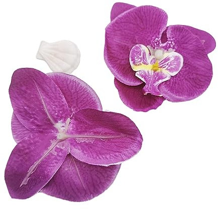 Guangcailun 50 Pezzi Eleganti di Petali di Orchidea Artificiale per Un'Ampia Gamma di Decorazioni Artificiali in Seta, Teste di Orchidee ecologiche, Rosso Purpureo