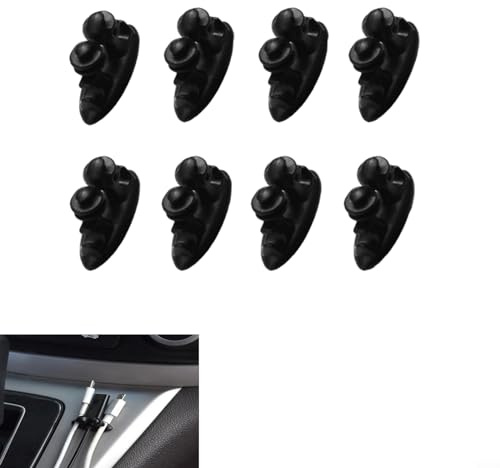 QOXEZY Kabelhalter-Clips, Kabel-Organizer für Auto, Armaturenbrett, Telefon, Kabel-Manager, Kabel-Clip, Drahtmanagement für Ladekabel, Auto, Büro, Zuhause, Nachttisch, Wand (8 Stück)