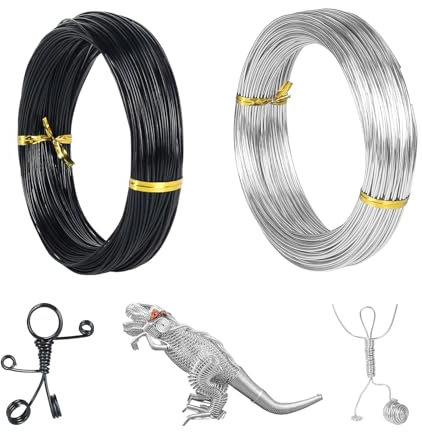 10m X 2mm Aluminium Basteldraht Flexibel, Biegsam, Nicht Leicht Zu Brechen Verwendet Für Modellbau, Gartenarbeit, Heimwerken, Schmuckherstellung, Kunsthandwerk (Silber, Schwarz)