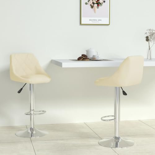 AJSEOYBS Hocker Badezimmer,Gepolsterter Barstuhl Barhocker 2 STK. Creme Kunstledergeeignet Für Wohnzimmer, Schlafzimmer, Büro, Bar, Küche, Pub, Badezimmer, Klassenzimmer