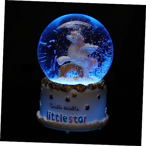 Amosfun Unicorn Music Crystal Ball Ornament for Girls Bedroom Crystal Ball Adornment Light for Vintage Music Box Display