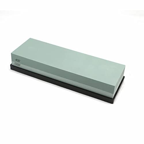 ISCBAFYX Pierre à aiguiser Double Face, Gravier 2 côtés 400-1000 pour Couteaux de Cuisine, Outils de Hache, Pierre à aiguiser en Corindon Blanc avec Base antidérapante