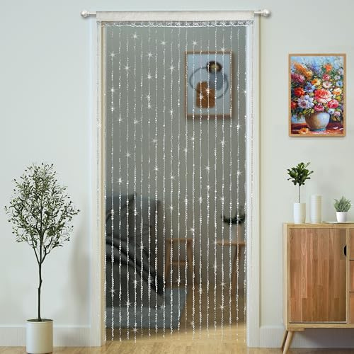 YaoYue Crystal Beaded Curtain Door Curtains Room Divider Hanging Diamond Acrylic Beads for Doorway Hippie Closet Bedroom Wall Window Backdrop Decor (35.5×79in/90×200cm, Crystal)