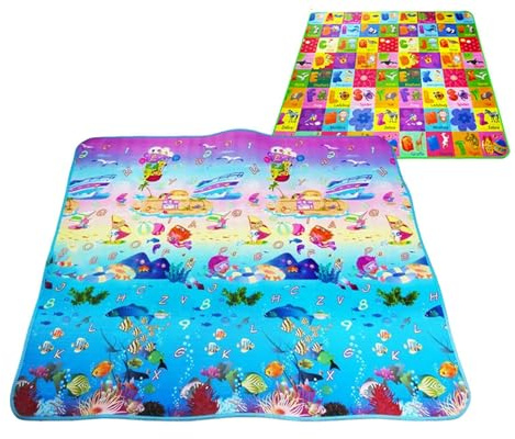 Tappetino Per bambino, tappeto Da Gioco Reversibile E Atossico, 200 x 180 cm, Pieghevole, Impermeabile, Strisciante