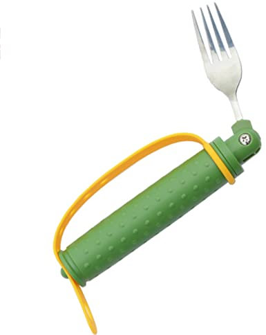 Tenedores de utensilios adaptables for discapacitados, tenedores antivibración for ancianos Cubiertos de fácil agarre con correa ajustable antideslizante for ancianos, Parkinson, artritis Handicap,Gre