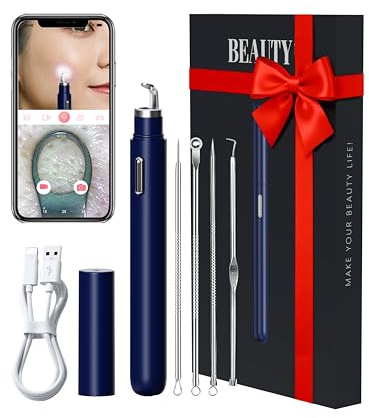 Visual Blackhead Remover Tools with Camera,Pimple Popper Extractor Tool Kit with Camera 20X 1080P Pore Cleaner Acne Comedone Whitehead Extractor Kit for iPhone/Android (Blue)