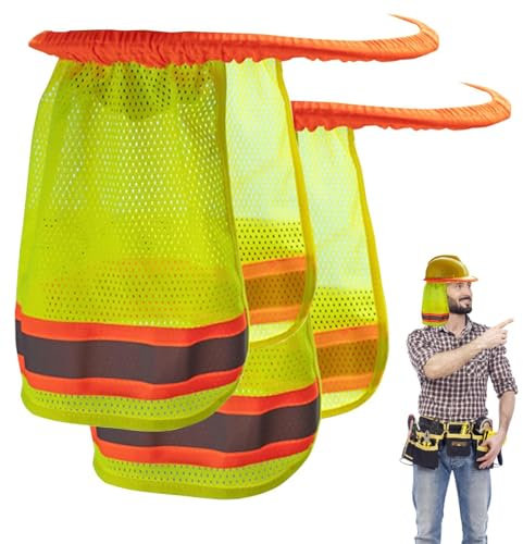 Pare-soleil | 2 visières de casque de protection solaire | Casque de sécurité | Cache-cou | Pare-soleil haute visibilité pour les travailleurs de chantier