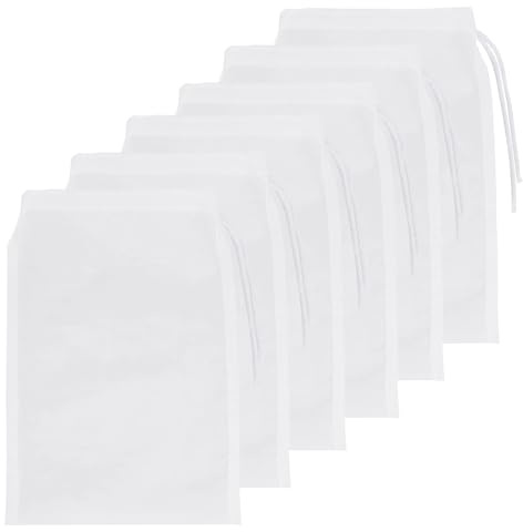 Aquarium Filter Bags, Fish Tank Media Mesh Filter Bag High Flow Fine Mesh Net with Plastic Zipper for Fish Tank Bio Balls, Pelletized Carbon (9x5Inch) White 6Pcs
