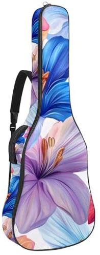 Gitarrentasche in voller Größe, 101,6 cm, 104,4 cm, 106,7 cm, Tragetasche für E-Bass, klassische Gitarre, nahtlose Capybaras Blumen und Erdbeeren, Mehrfarbig 04, 42.9x16.9x4.7 in, Lässiger