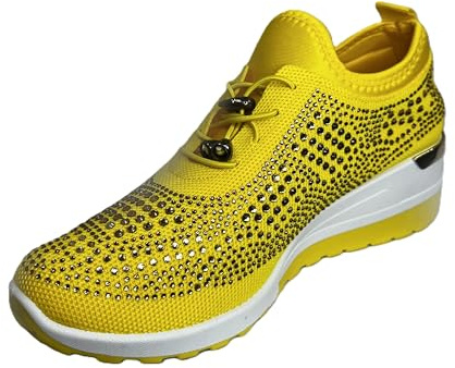 Atalina Rhinestone Sneakers (Yellow, US Footwear Size System, Adult, Women, Numeric, Medium, 9)