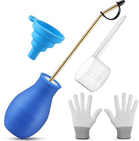 Diatomaceous Earth Powder Duster, 8OZ Garden Powder Applicator Dispenser with Long Metal Tube, Bulb Duster Sprayer for Home Organic Gardening Agricultural Supply(Blue, 1 Pack)