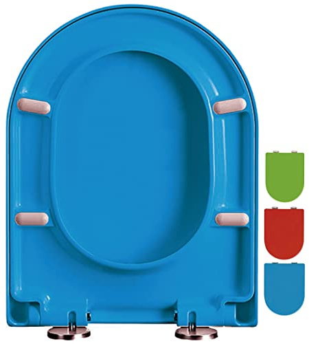 Green Plastic Toilet Seat with Quick Release Adjustable Hinges Easy to Clean and Install Standard Size