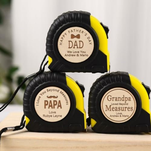 Mètre ruban gravé personnalisé, première fête des pères, cadeau pour papa, père et fils, mari, jeunes mariés, Noël, hommes (1 pièce, 5 m)