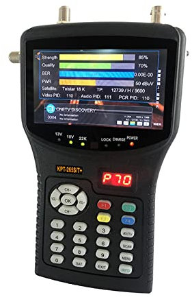 Misuratore di Campo, Cercatore satellitare combinato portatile da 4,3 Ricevitore DVB-S2+T2+C 265ST+ Monitor CCTV DVB-S/S2 MP4 Hevc(H.265) AVS/AVS+ ,per l'impostazione della parabola satellitare(265ST