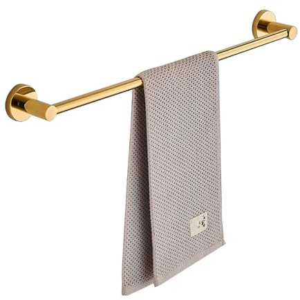 Renmlion Handtuchhalter 40cm 50cm 60cm 70cm 80cm Edelstahl Badehandtuchhalter Wandmontage Handtuchstange Poliertes Finish Einzelstange für Hardware und Küche, Gold(40cm)